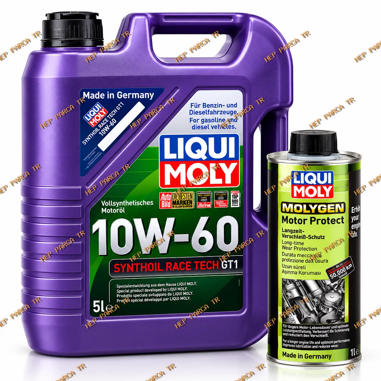 LIQUI MOLY 10W-60 Motor Yağı Synthoil Race Tech GT1 5 Litre+ Molygen Motor Protect 500 ml Performance Kiti